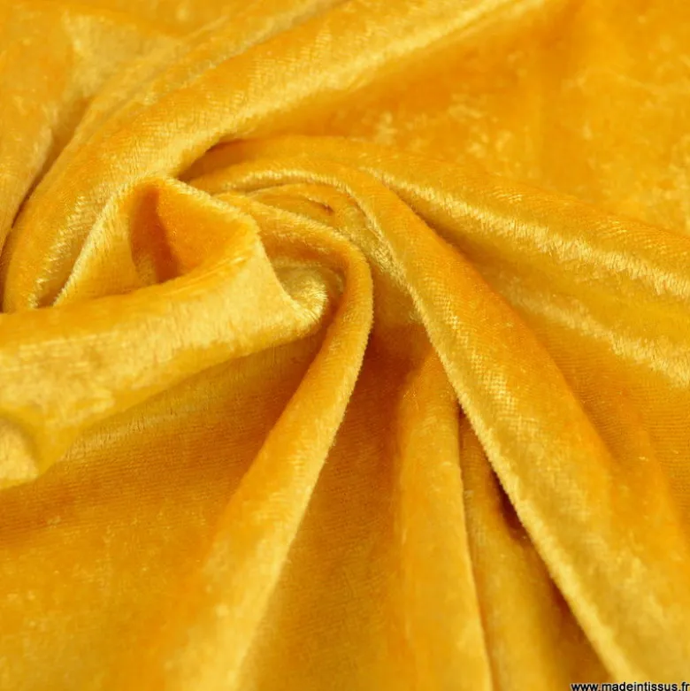 Tissu panne de velours coloris Ocre - jaune