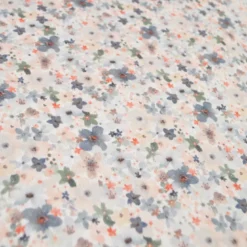 Tissu Piqué de coton motifs fleurs grises et beige - OEKO TEX