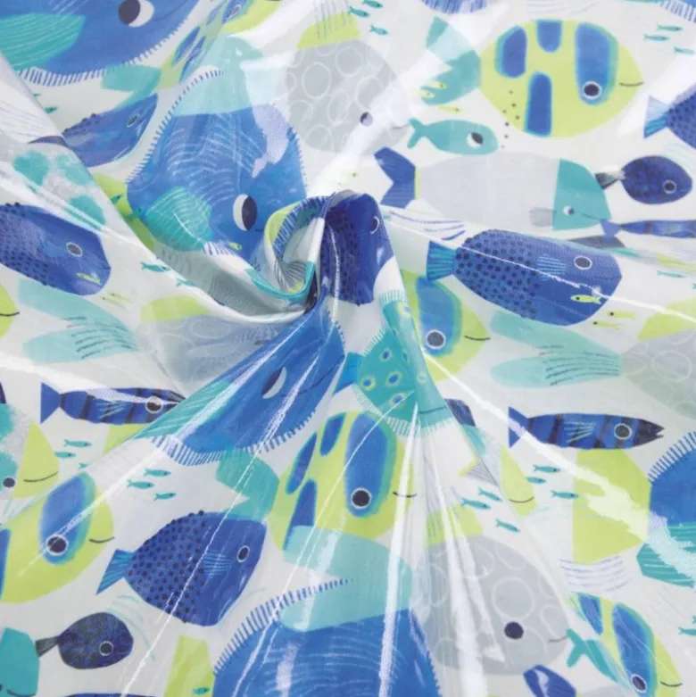 Tissu plastifié imprimé poissons tropicaux