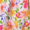 Tissu plumetis de viscose fleurs roses, jaunes et vertes – Fond blanc