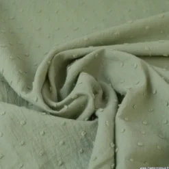 Tissu plumetis voile de coton Kaki - OEKO TEX