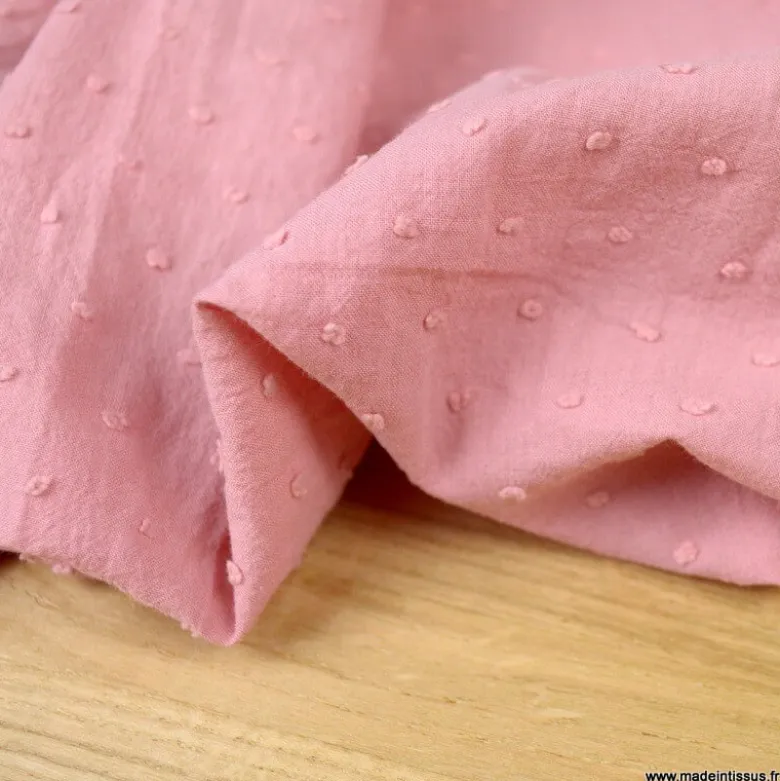 Tissu plumetis voile de coton Rose thé - OEKO TEX