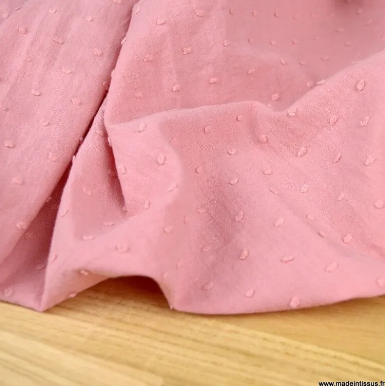 Tissu plumetis voile de coton Rose thé - OEKO TEX