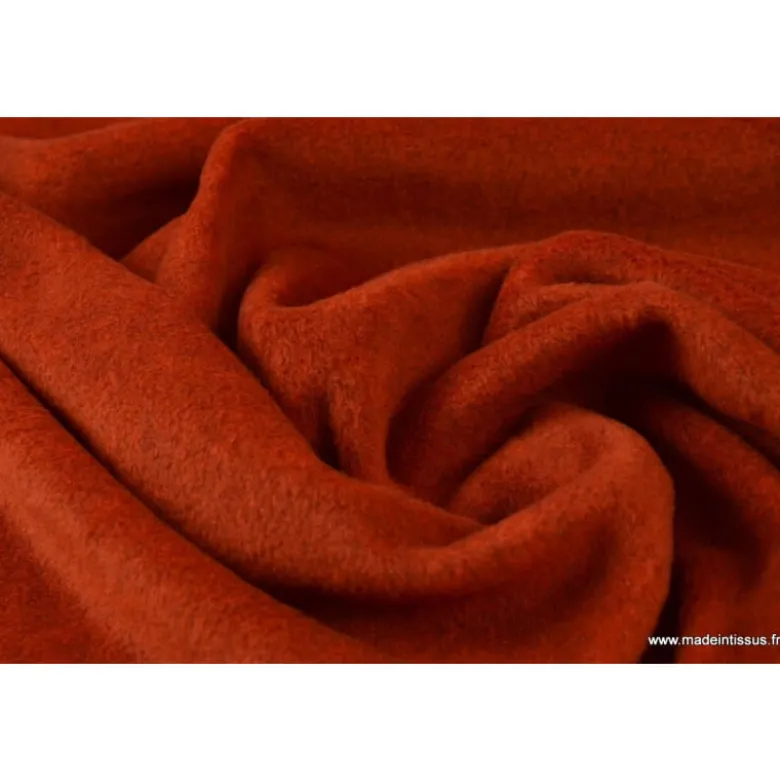 Tissu Polaire Made in France haut de gamme ROUILLE - OEKO TEX