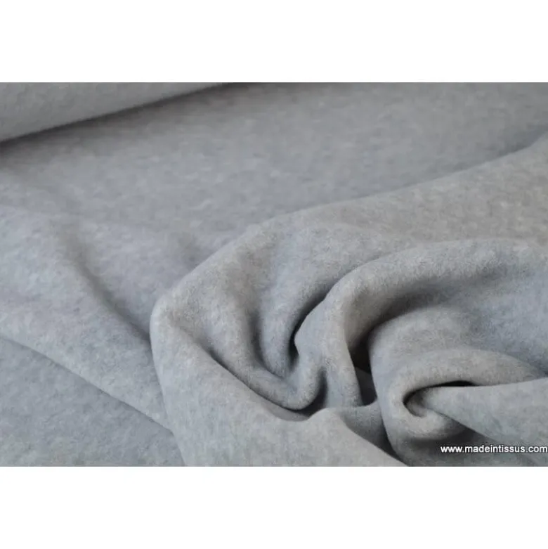 Tissu Polaire Made in France haut de gamme GRIS - OEKO TEX