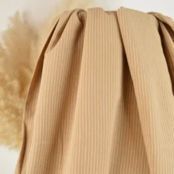 Tissu polycoton à rayures fines - Fond Beige
