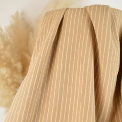 Tissu polycoton à rayures larges - Fond beige