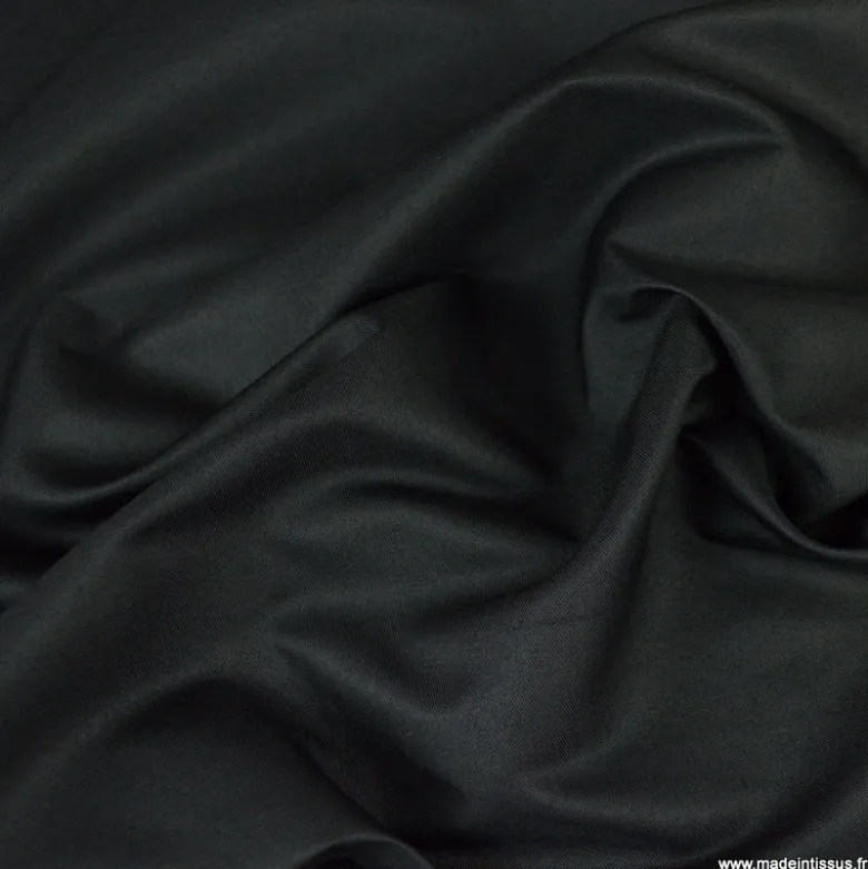 Tissu polyester sergine noir pour robe de mariée et cocktail