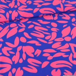 Tissu polyester Stretch motif abstrait fond bleu électrique