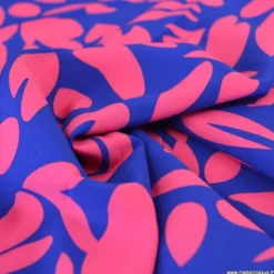 Tissu polyester Stretch motif abstrait fond bleu électrique