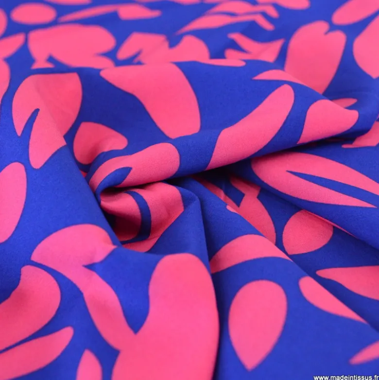 Tissu polyester Stretch motif abstrait fond bleu électrique