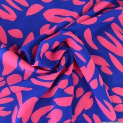 Tissu polyester Stretch motif abstrait fond bleu électrique