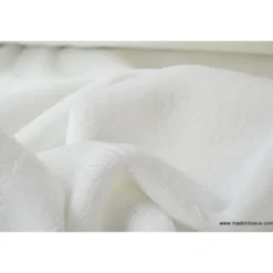 Tissu éponge blanc, 1 face velours - 1 face éponge. Ultra douce - OEKO TEX