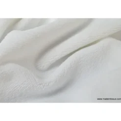 Tissu éponge blanc, 1 face velours - 1 face éponge. Ultra douce - OEKO TEX