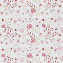 Tissu popeline Ambroise fleurs pastel roses fond blanc cassé