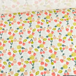 Tissu popeline Cancun motif fruits fond Blanc