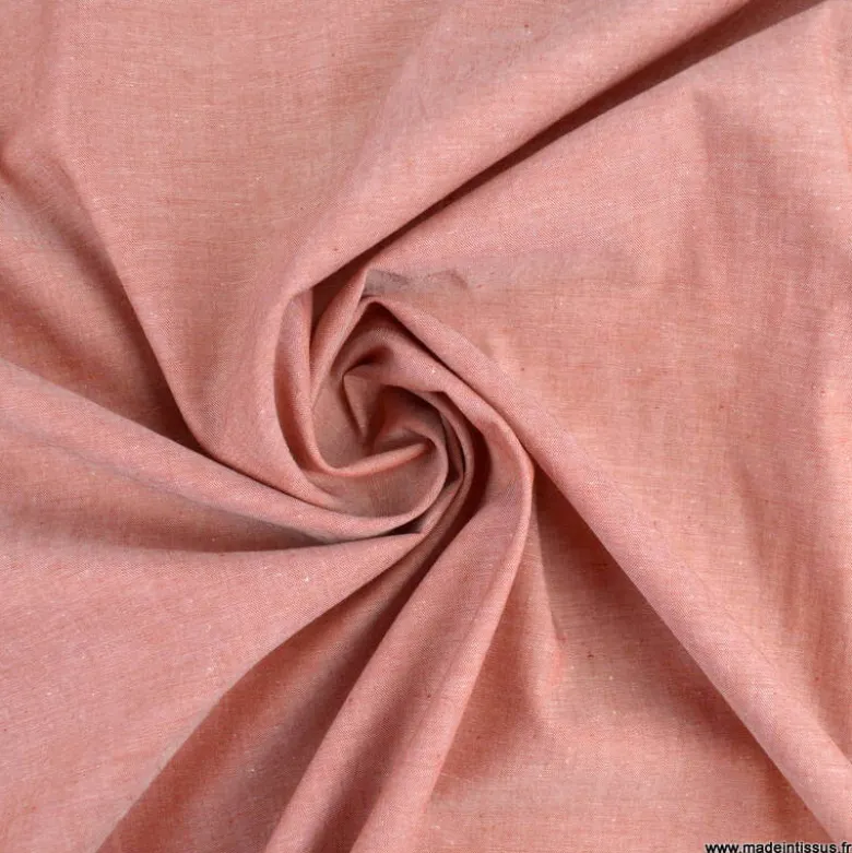 Tissu popeline chambray coloris Terracotta - OEKO TEX