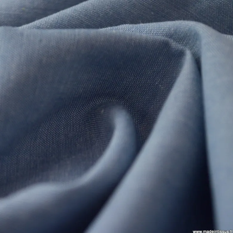 Tissu popeline chambray coloris BLEU DENIM - OEKO TEX