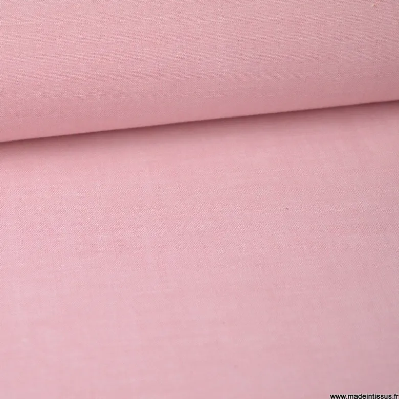 Tissu popeline chambray Vieux rose - OEKO TEX