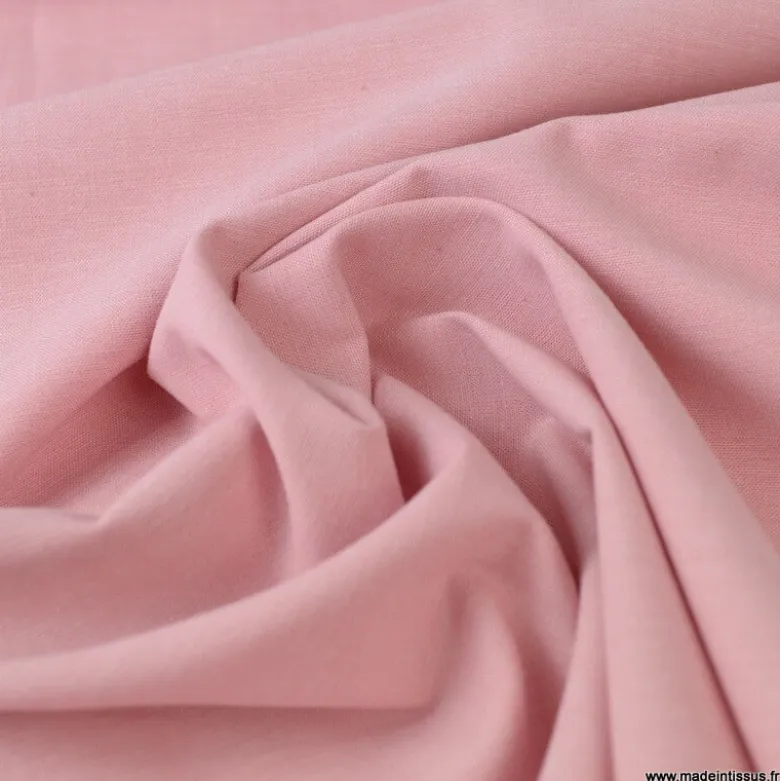 Tissu popeline chambray Vieux rose - OEKO TEX