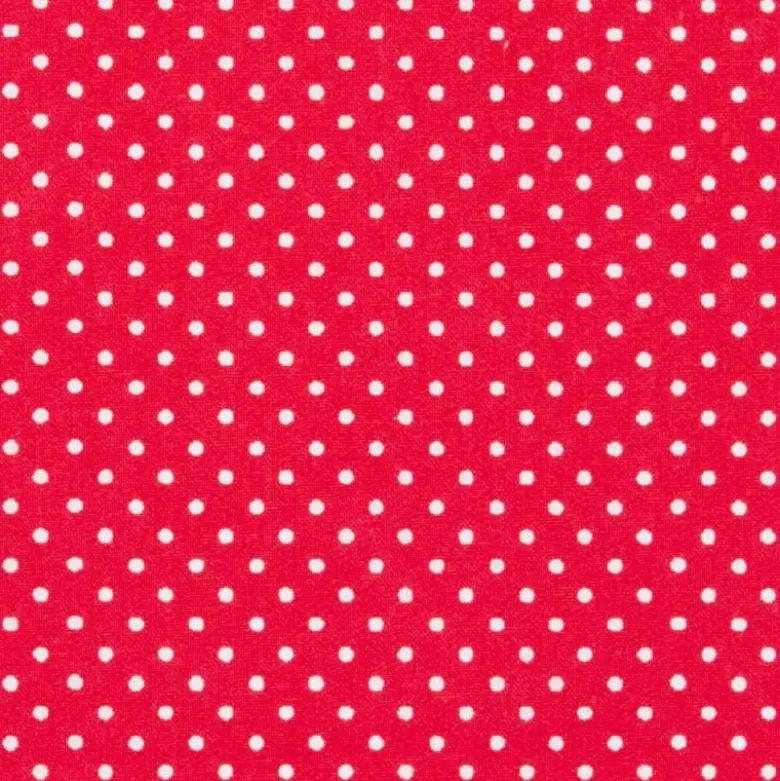 Tissu Popeline coton imprimé petit pois fond Rouge - OEKO TEX