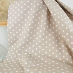 Tissu popeline coton motif Pois blancs fond Sable - OEKO TEX
