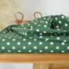 Tissu popeline coton motif Pois blancs fond vert Sapin - OEKO TEX