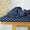 Tissu popeline coton motif Pois blancs fond bleu marine - OEKO TEX