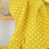 Tissu popeline coton motif Pois blancs fond ocre - OEKO TEX