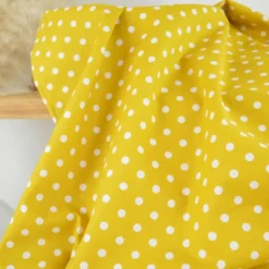 Tissu popeline coton motif Pois blancs fond ocre - OEKO TEX