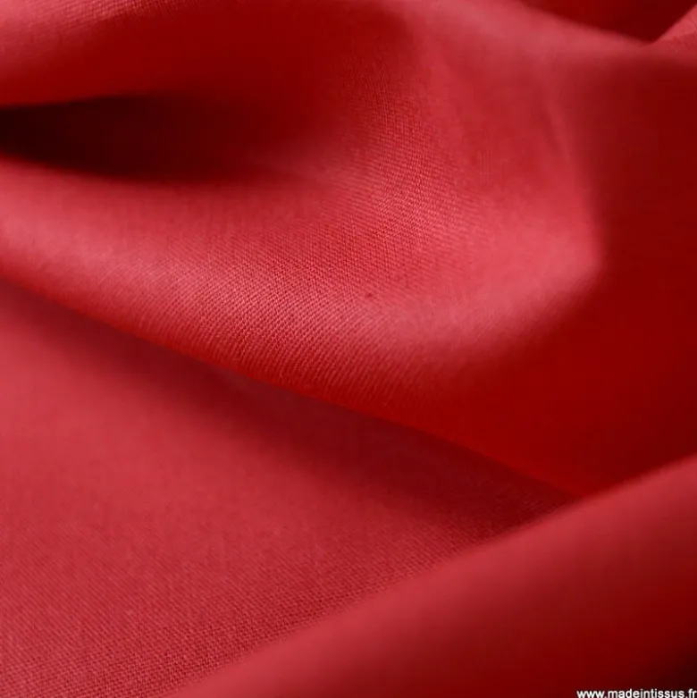 Tissu Popeline coton OEKO TEX uni Rouge