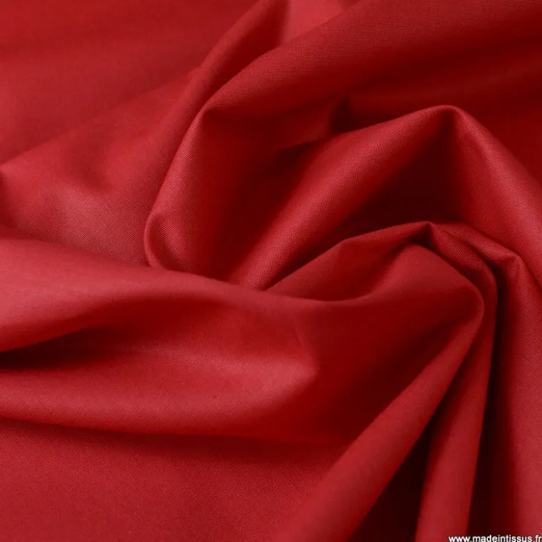 Tissu Popeline coton OEKO TEX uni Rouge