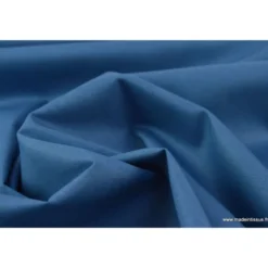 tissu Popeline coton OEKO TEX uni bleu indigo