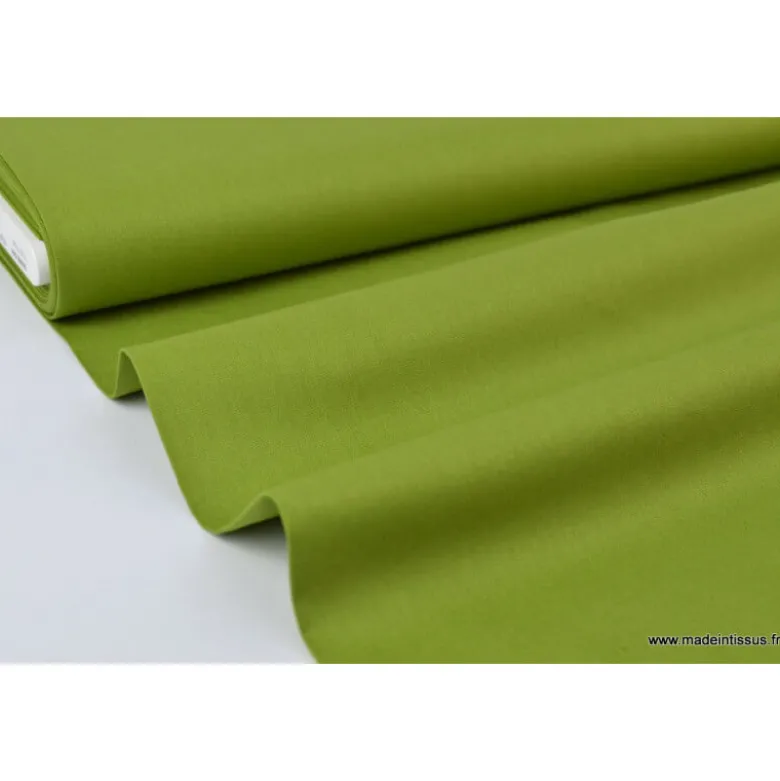 tissu Popeline coton OEKO TEX uni kaki