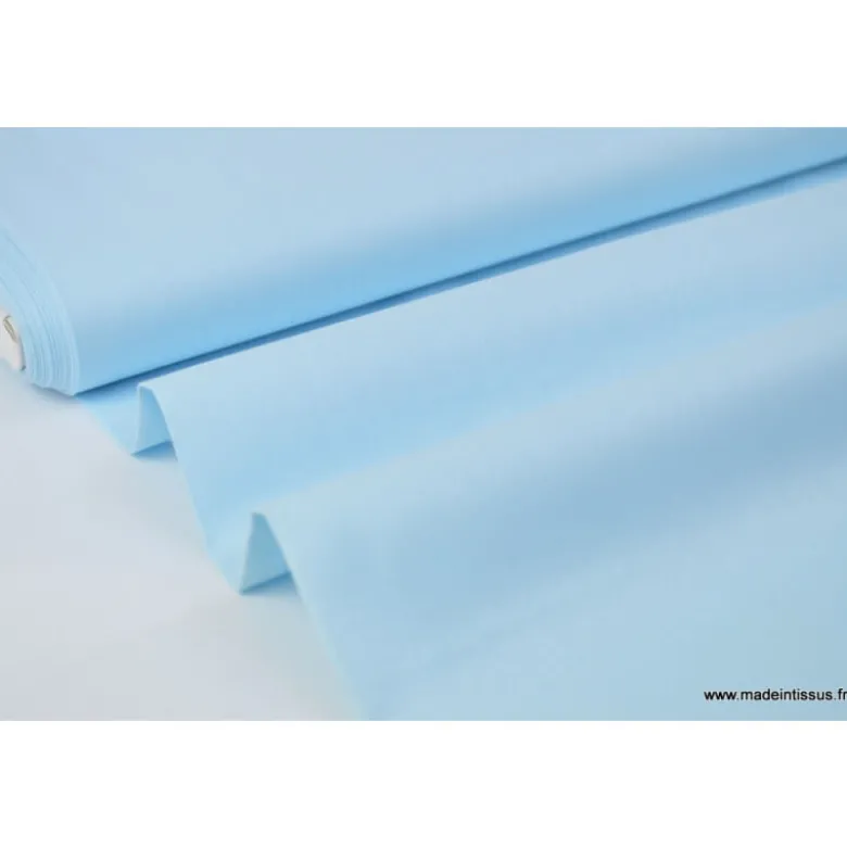 tissu Popeline coton OEKO TEX uni bleu