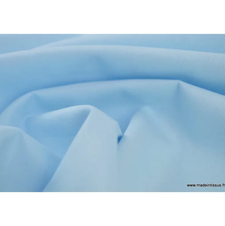 tissu Popeline coton OEKO TEX uni bleu