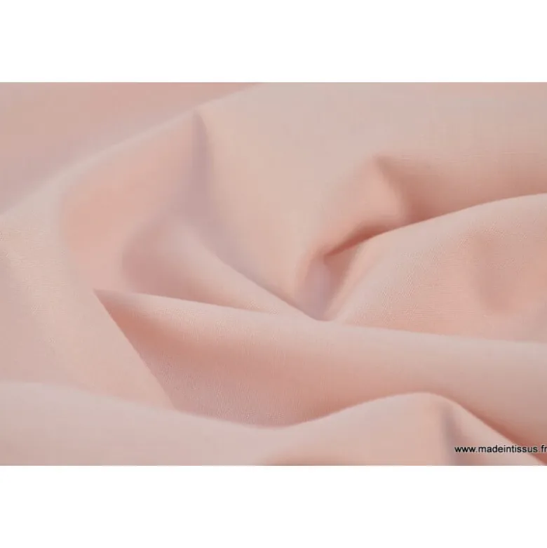 Tissu Popeline coton OEKO TEX uni rose poudré