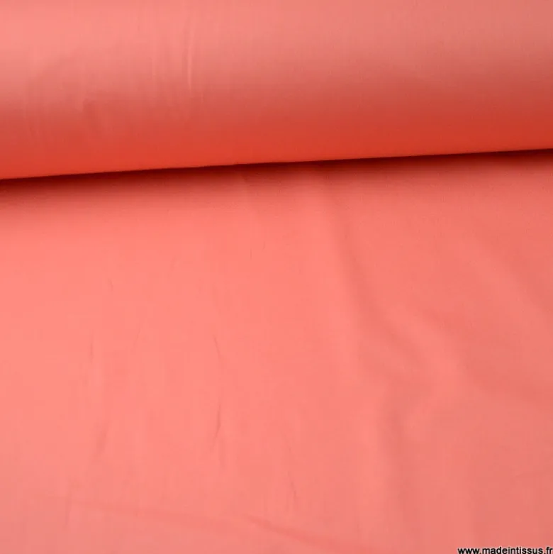 Tissu Popeline coton OEKO TEX uni Corail - OEKO TEX
