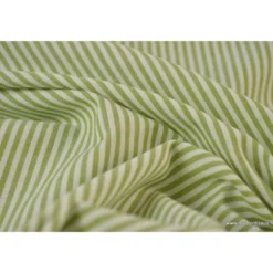Tissu Popeline coton rayures Fenouil et blanches tissé teint