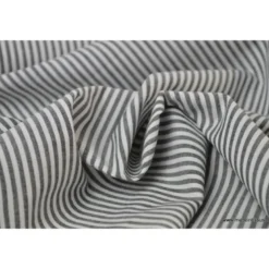 Tissu Popeline coton rayures noires et blanches tissé teint - OEKO TEX