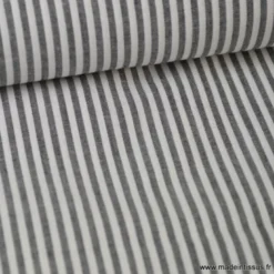 Tissu Popeline coton rayures noires et blanches tissé teint - OEKO TEX