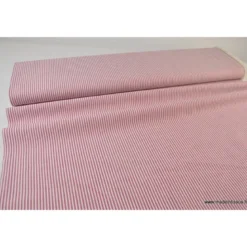 Tissu Popeline coton rayures cerise et blanc tissé teint