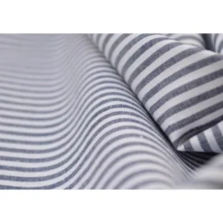 Tissu popeline coton rayures bleu marine et blanches tissé teint - OEKO TEX