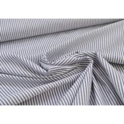 Tissu popeline coton rayures bleu marine et blanches tissé teint - OEKO TEX