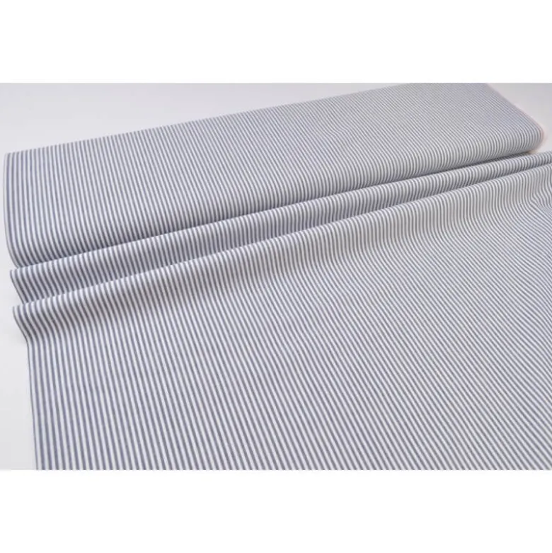 Tissu popeline coton rayures bleu marine et blanches tissé teint - OEKO TEX