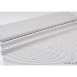 Tissu popeline coton rayures grises et blanches tissé teint - OEKO TEX