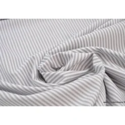 Tissu popeline coton rayures grises et blanches tissé teint - OEKO TEX