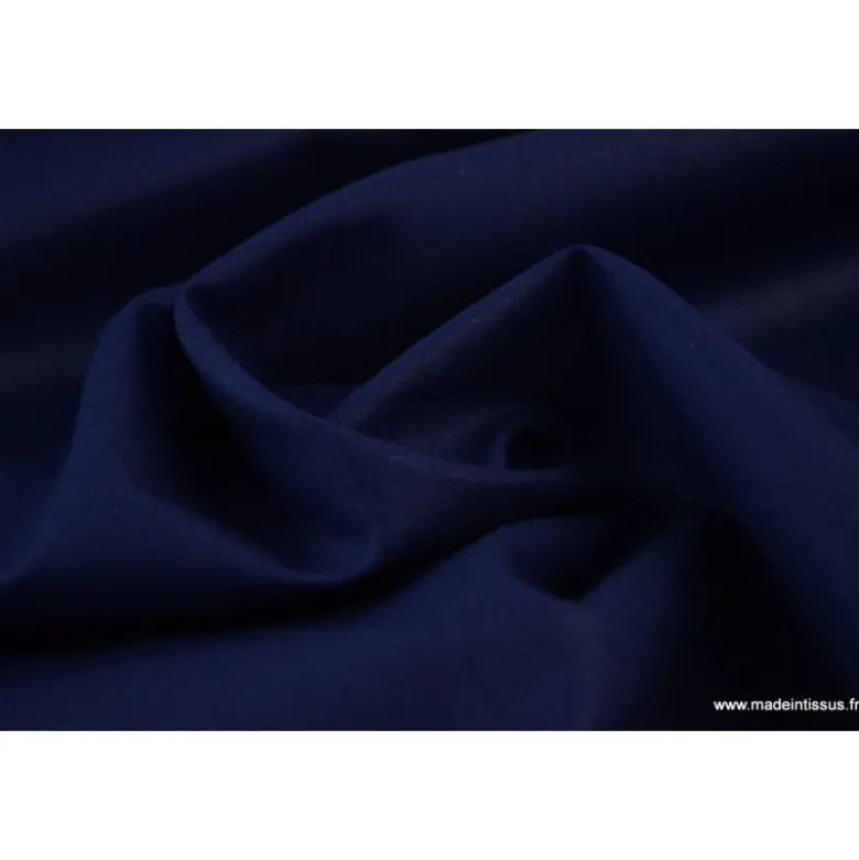 Tissu Popeline coton uni marine - OEKO TEX