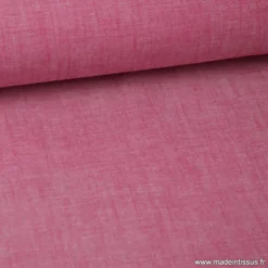 Tissu popeline coton uni tissé teint chambray coloris Cerise - OEKO TEX