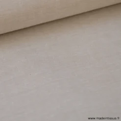 Tissu popeline coton uni tissé teint chambray coloris beige sable - OEKO TEX